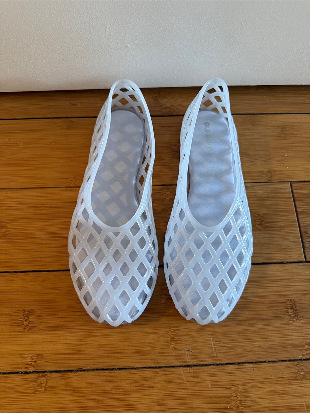Old Navy Light Blue Lattice Slip-On Jelly Flats